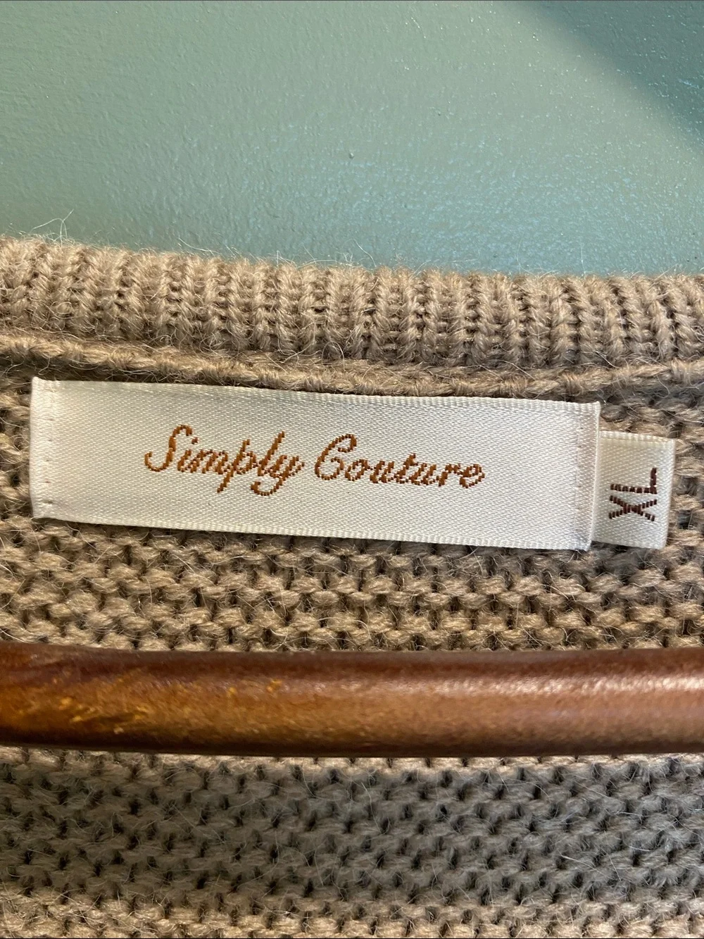 Simply Couture Beige Knit Swing Cardigan with Multicolor Embroidered Trim - Picture 2 of 6